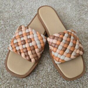 Madewell The Suzi Multi Woven Leather Slide Sandal